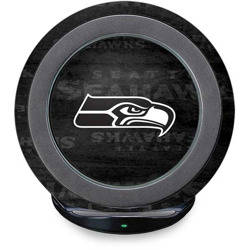 NFL Seattle Seahawks Black & White Fast Charge Wireless Charging Stand Skin
